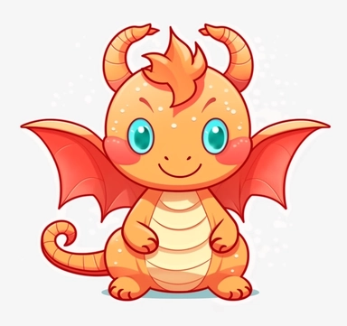 dragon mr dragon print svg clipart, dragon kawaii clipart, cute dragon clipart, in the style of light red and beige, hyperbolic expression, characterized animals, orange and aquamarine, squiggly line style, toy-like proportions, shiny eyes