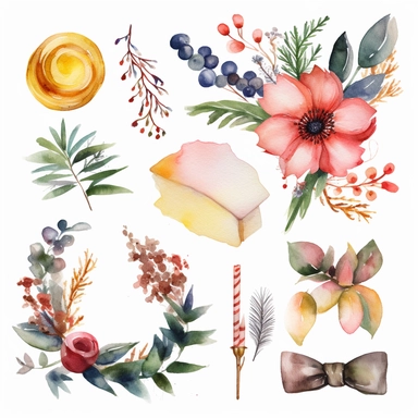 happy new year theme watercolor clipart white background