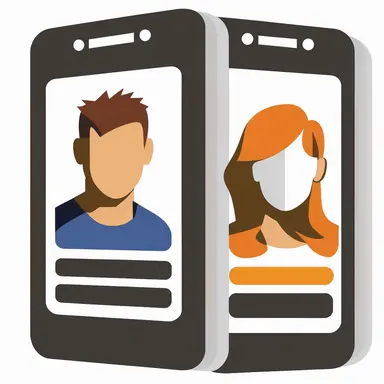 2 people, registration on cell phone, clipart, white background, v4