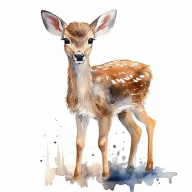 an adorable Deer in the style of watercolour clipart with detailed brush strokes