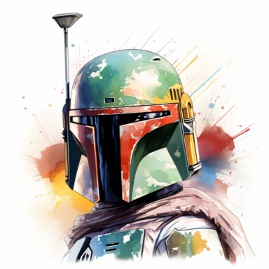 A whimsical, classy, creative profile drawing of Boba Fett, Watercolor Clipart,comic, strybk, full Illustration, 4k, sharp focus, watercolor, smooth soft skin, symmetrical, soft lighting, detailed face, concept art, muted colors, watercolor style, strybk, children's style fairy tales, chibi kawaii, . Octane rendering, 3d. Perfect face, detailed face, delicate face, perfect sharp lips, detailed eyes. Craig Davison, Aubrey Beardsley, Conrad Roset, Aikut Aidogdu, Agnes Cecil, watercolor style ,