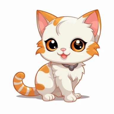 Munchkin cute baby cat cartoon style clipart