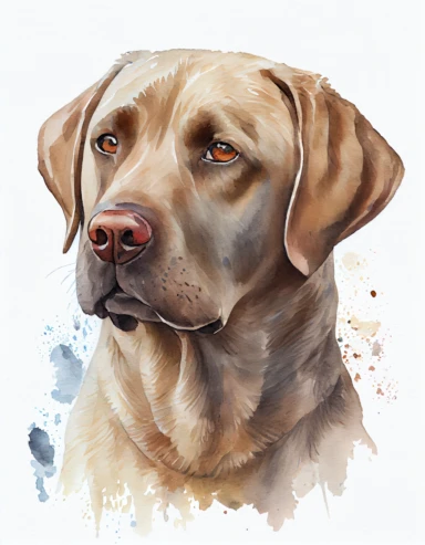 watercolor labrador head realistic clipart