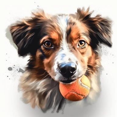 create clipart featuring ultra realistic and playful dog, oil paint engaged in various activities, such as playing, sleeping, eating, jumping