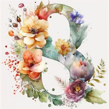 watercolor flower number 8 png clipart, botanical number 8, png alphabet clipart, clipart, colorful, no background