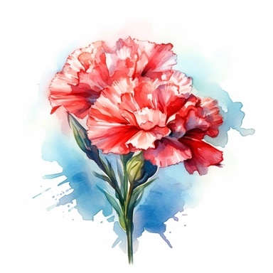 isolated clipart on a white background of a watercolor beautiful flowers Carnation illustration, in the style of zbrush, storytelling, mashup of styles, in the style of daniel f. gerhartz, transcendent, nikon d850, art of burma, captures the essence of nature, in the style of organic forms and patterns, expansive skies, hyper-detailed illustrations, i can't believe how beautiful this is, lively colors