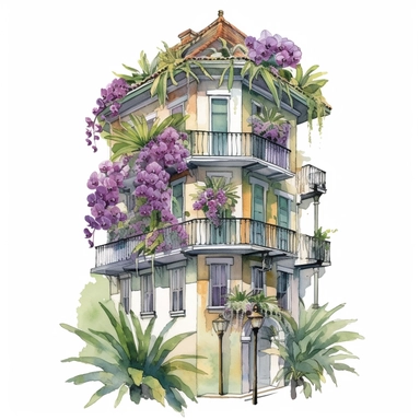 Orchid Townhouse - From the Whimsical Botanical Dwellings collection, this watercolor clipart displays a sophisticated townhouse designed entirely out of Orchid Elegance and Fern Green orchids. The tall, multistory dwelling is a visual treat, with the deep purple orchids making the edifice and the green leaves adding beautiful detailing. The Orchid Townhouse stands out in full color and detail from the white background. Peony Carriage House - Part of the Whimsical Botanical Dwellings collection,
