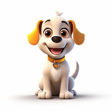 an adorable cute happy puppy dog with big puppy eyes, 3D image, full body image, pixar style, clipart