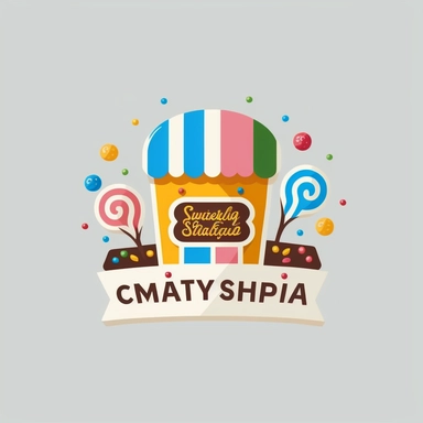 vector sticker design, Christmas Candy Shop clipart, white background, flat colors