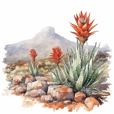 watercolor clipart aloe africana in rocky patches of south africa
