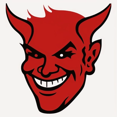 clipart, happy, smiling, cute devil face, very simple, one color
