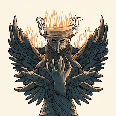 a crow, lanterns, human hands, sleeping human faces, creepy, eerie, clipart, in the style of dan mumford