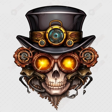 steampunk clipart, 8k, super realistic, menacing, stunning, sticker, gangster, super realistic, HD, v 5, q 2