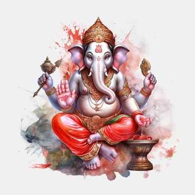 realistic watercolor ganesh clipart illustration