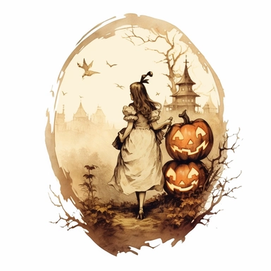 found, vintage, haloween, clipart, white background