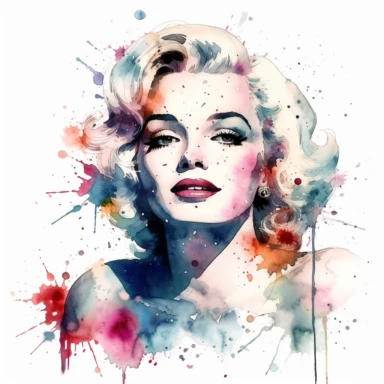2 watercolor Marilyn Monroe vintage boutique hollywood glamour clipart, white background, spaced out, hd