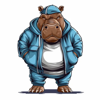A hip-hop style hippopotamus clipart