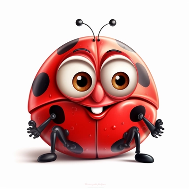 funny Cute Ladybug Cartoon Clipart , white Background , graphic , artist
