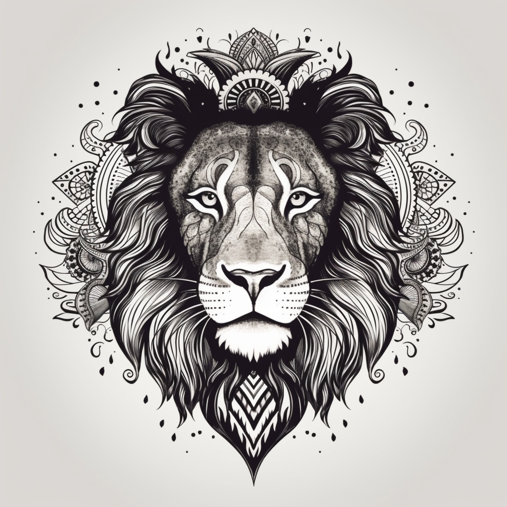 Design a majestic, black and white graphic tattoo that takes ...