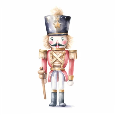 nutcracker illustration soft watercolour white background Clipart