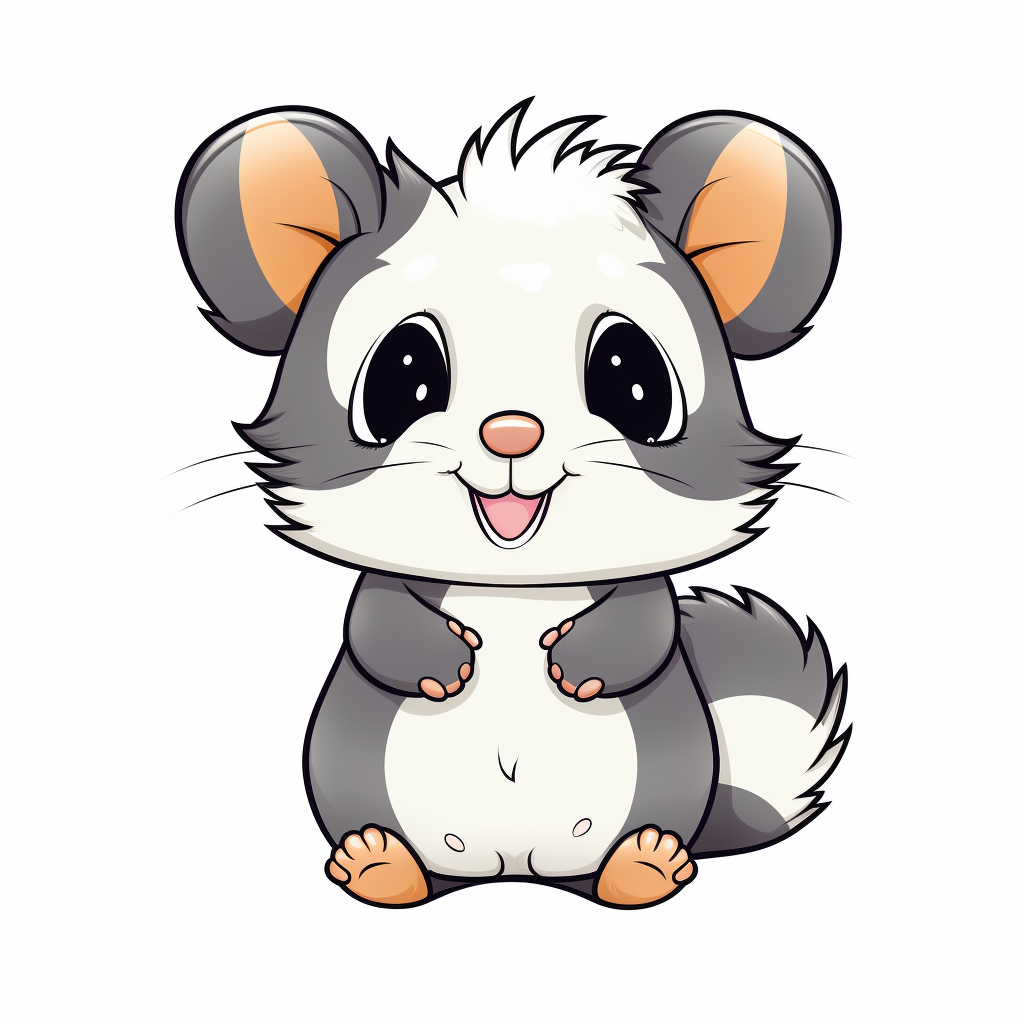 kawaii opossum clipart, white background - Clip Art Library