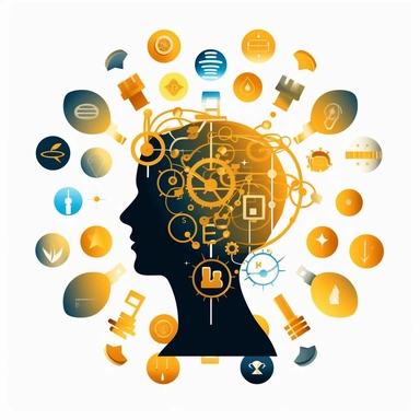 icon, clipart, easy game, Gameful thinking, Playful mindset, Gamified thoughts, Level up your thinking, Mind as a game board, Power-up your mind, Unlocking gameful potential, Embrace the gameful mindset, Mastering the game of thoughts, golden, white background