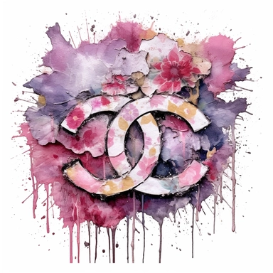 oversized, broken, paint can, top view visible, shabby sheek, designer logo, coco chanel logo drawn on the label, beautiful, moody, floral blooms, overlay watercolor illustration, clipart trunk, highly detailed