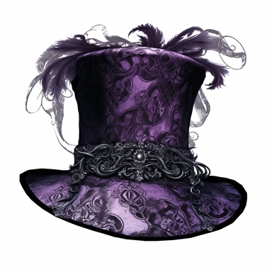 Victorian Gothic fancy formal woman's hat, Lace,dark Gloomy shades of dark purple, mysterious, fantasy, highly detailed, 32k, isoplated on a white background, clipart