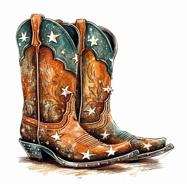 Illustrative clip art Western + Sparkly + Cowboy boots