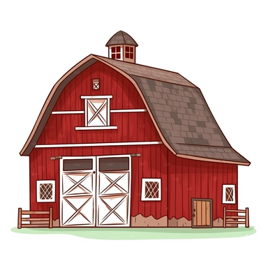 cute barn clipart isolated on a white background