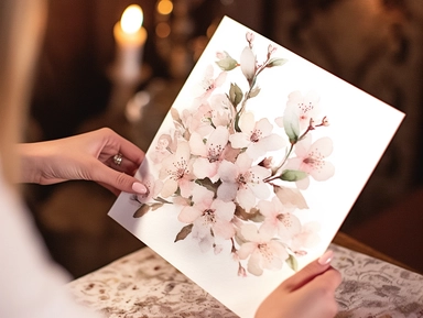 Photo of people happily interacting with a program booklet at a dream wedding. The emphasis is to showcase a charming wedding program booklet embellished with the attached image. Highlight how the clipart can enhance the overall aesthetic of the program, providing an elegant and cohesive touch. Consider incorporating other design elements, such as typography and decorative borders, to demonstrate the versatility of our clipart in creating visually appealing wedding materials. Bright Colors, lot 