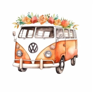 Watercolor just married Clipart on white background