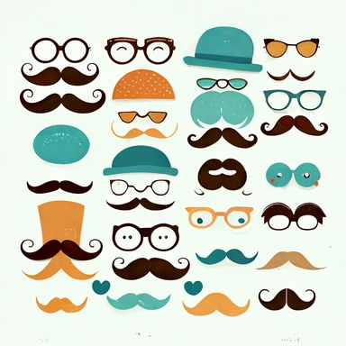 cute mustache clipart white background