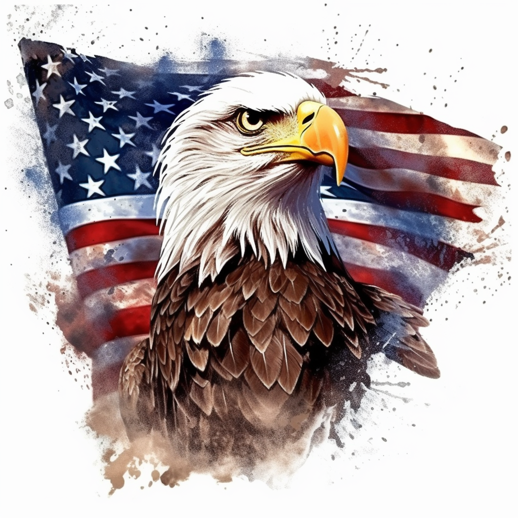 american flag bird clip art image, in the style of airbrush art ...