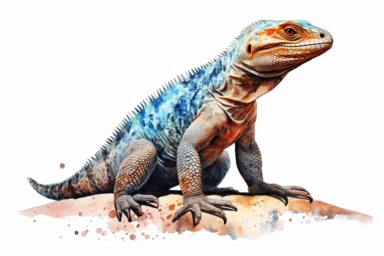 Watercolor, Earless Monitor Lizard Reptile, clipart, hd, on a white background, spaced out