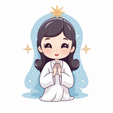 adorable simple holy mary clipart, white background