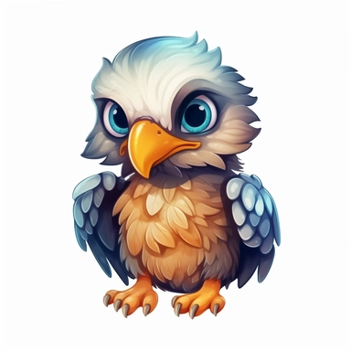 one cute cartoony Baby eagle clip art, watercolor, vector style, flat color, 3 colors, full shot, no crop, bold lines