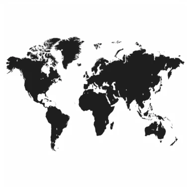 black world map graphic clipart in white background
