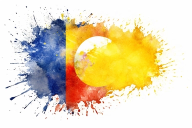 Watercolor, Chad Country Flag, clipart, hd, on a white background, spaced out