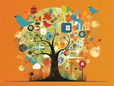 Compose a whimsical digital microsoft word clipart-style feature image that showcases an assortment of social media posts--including Facebook updates, Instagram snapshots, LinkedIn articles, and blog entries--playfully arranged to represent the bustling ecosystem of online content creation.