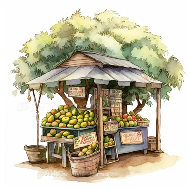 create a beatiful watercolor clipart illustration of and old fashion fruit stand style store selling avocados next to a large beautiful avocado tree, disney style highly detailed illustration, branches and full of ripe avocados, no text, no font, white background, no watermark, white background, create a beatiful watercolor clipart illustration of and old fashion fruit stand style store selling avocados next to a large beautiful avocado tree, disney style highly detailed illustration, branches a