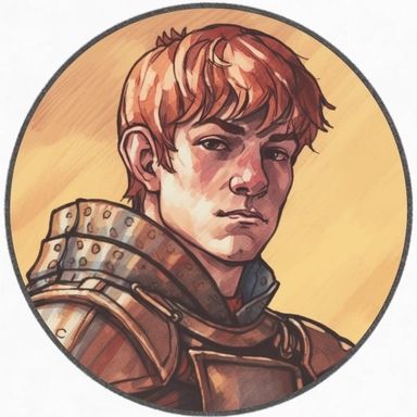 A Dungeons & Dragons character portrait circular tondo depicting a desert onsen knight, Craig Mullins Ashley Wood Bernard Buffet Josh Kirby, Mad Max Lord of the Rings Discworld, handpainted punk zine indie retrowave, clipart illustration, circular solid background circular border