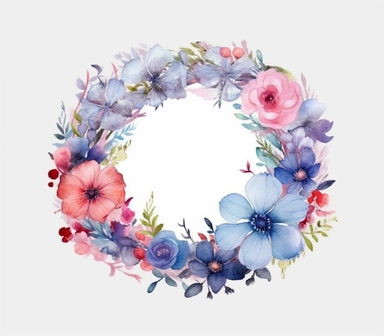 Step into a world of natural beauty with this 3D watercolor clipart featuring a charming floral frame against a clean white background. The artwork showcases an intricate arrangement of delicate flowers, each painted with soft brushstrokes and vibrant colors. The mood of the clipart is enchanting and graceful, evoking a sense of serenity and elegance. The white background allows the watercolor flowers to shine, creating a visually captivating composition. Whether for invitations, art prints, or 