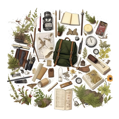 stationery, books, notebooks, pencils, backpacks, folders, globes, computers, and many more, illustrations, clipart, meticulously hand-illustrated, bringing the beauty of nature, white background