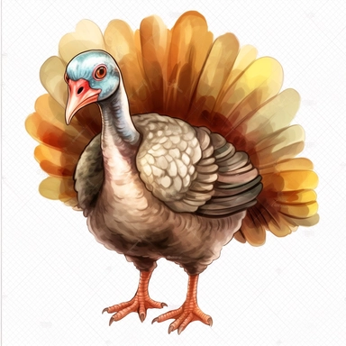 watercolor, Turkeys honeycomb big eye kawaii png Full body realistic cartoon in 32K UHD ,cute. 15 cm thick outline. Black color. There was no shadow on the ground. 8K with realistic watercolors and detailed illustrations. PNG clipart, transparent white background