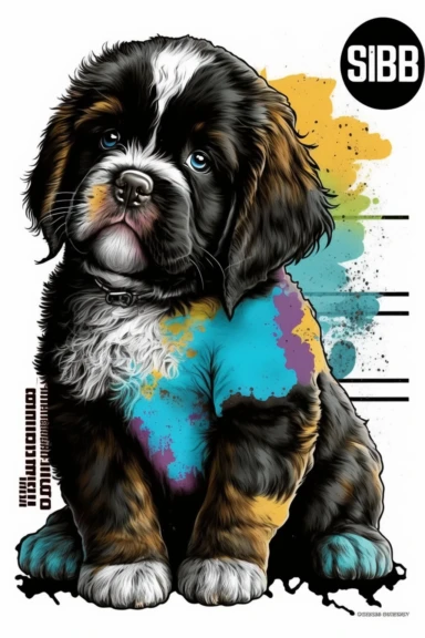 Cool Graffiti Newfoundland, Puppy T-Shirt Sticker Digital File, country Streetwear Sublimation, DTG Clipart , no background