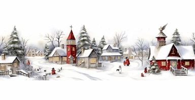 Adorable Christmas scene, clipart, precision painting, vivid colours, white background, I can’t believe how beautiful this is