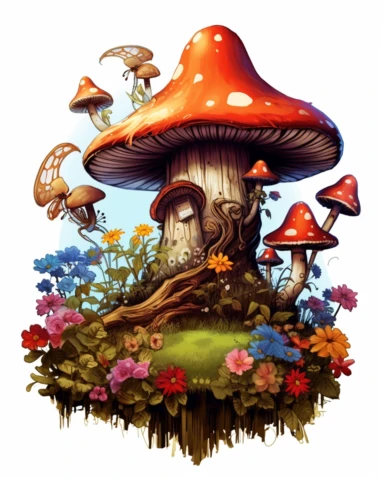 clipart mashrooms trees birds flowers magic moodm