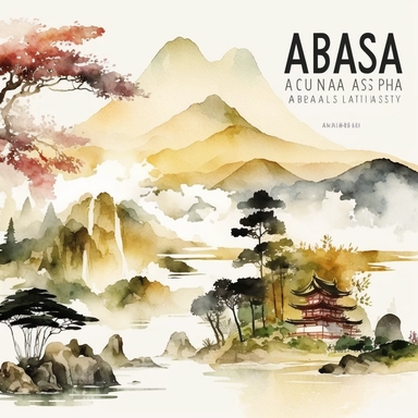 watercolor clipart Asia landscapes, digital illustration, 8k, hd ar 16:9 v5