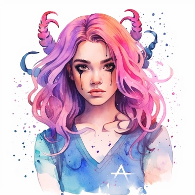 Cute zodiac sign Scorpio, Scorpio portrait, pastel colors, white background, fashion illustration, watercolor splash, clipart, by Jack Hughes